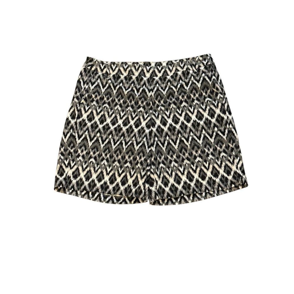 Spanx Black White Gray Geometric Ikat High Rise Sunshine Pull On Shorts Size XL
